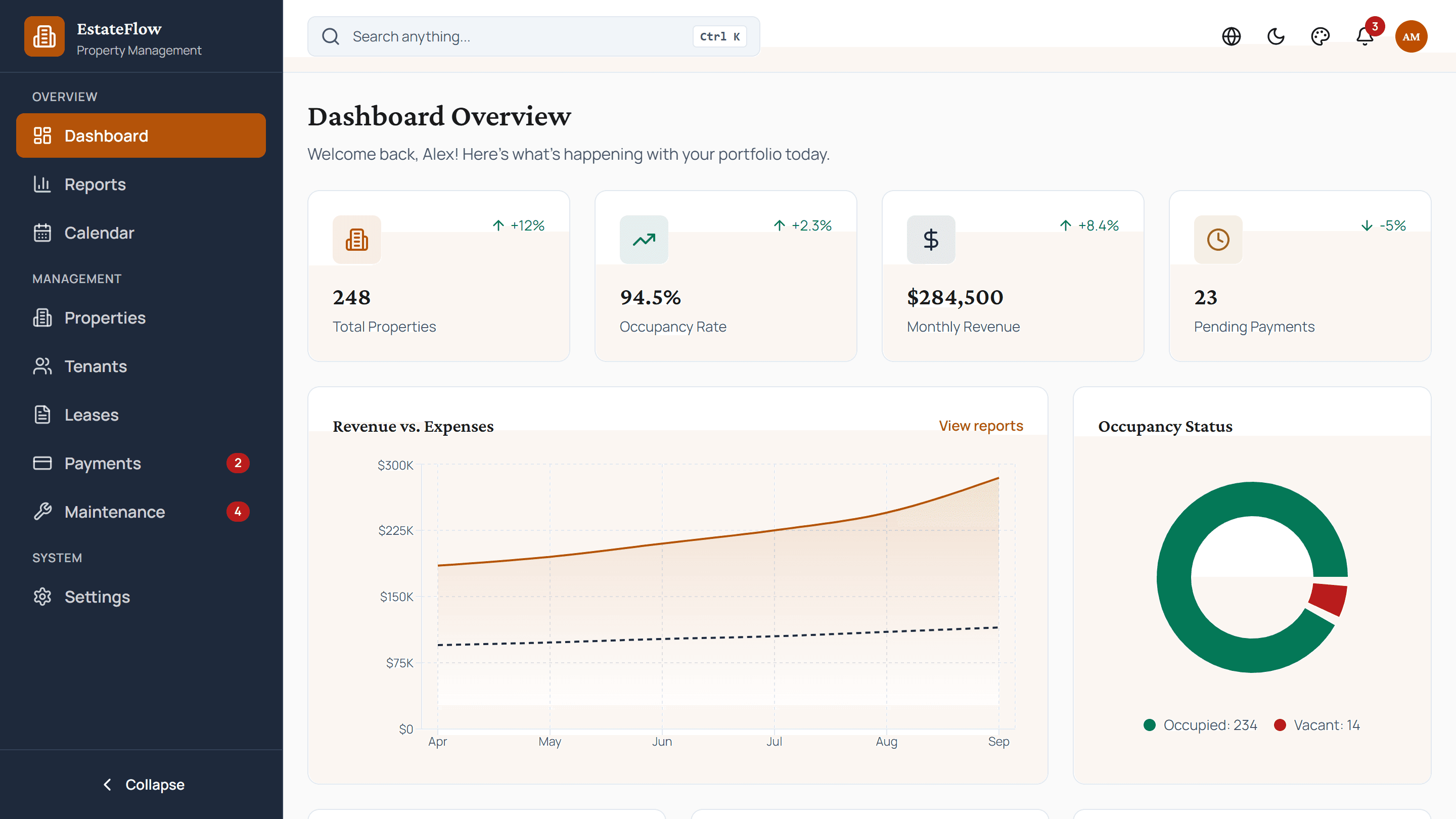 EstateFlow - Real Estate Management Dashboard